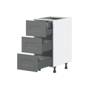 Willow Painted Slate Gray  Shaker Assembled Base Cabinet with Three 10 in. Drawers and 1 Inner Drawer (15 in. W x 34.5 in. H x 24 in. D)