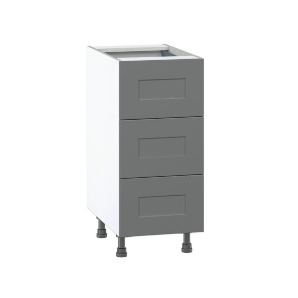 Willow Painted Slate Gray  Shaker Assembled Base Cabinet with Three 10 in. Drawers and 1 Inner Drawer (15 in. W x 34.5 in. H x 24 in. D)