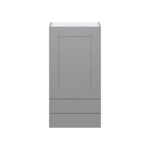 Willow Painted Slate Gray  Shaker Assembled Wall  Cabinet with a Door and Two 5 in. Drawers (18 in. W x 35 in. H x 14 in. D)