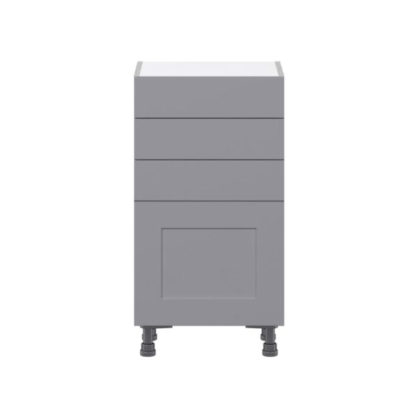 Willow Painted Slate Gray  Shaker Assembled Shallow Base Cabinet with 1 Door and Three 5 In. Drawers (18 in. W x 34.5 in. H x 14 in. D)