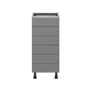 Willow Painted Slate Gray  Shaker Assembled Base Cabinet with 6 Drawers (15 in. W x 34.5 in. H x 24 in. D)