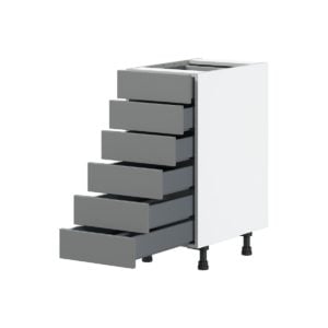 Willow Painted Slate Gray  Shaker Assembled Base Cabinet with 6 Drawers (15 in. W x 34.5 in. H x 24 in. D)