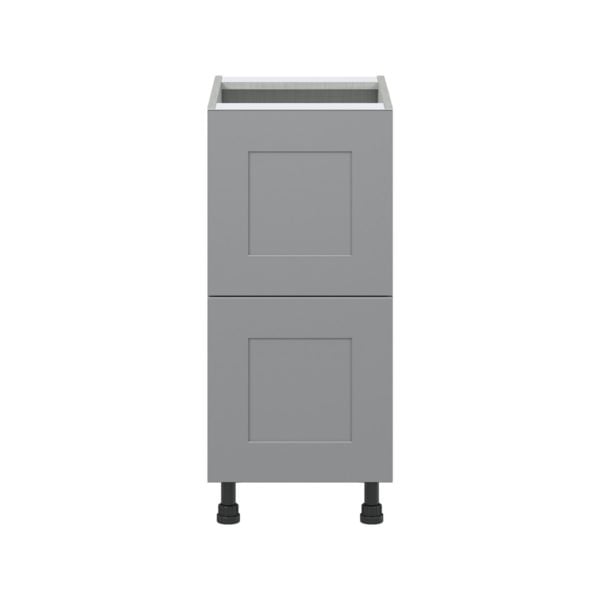 Willow Painted Slate Gray  Shaker Assembled Base Cabinet with 2 Drawers (15 in. W x 34.5 in. H x 24 in. D)