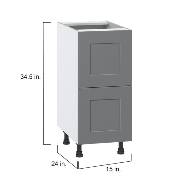 Willow Painted Slate Gray  Shaker Assembled Base Cabinet with 2 Drawers (15 in. W x 34.5 in. H x 24 in. D)