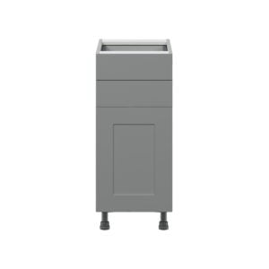 Willow Painted Slate Gray  Shaker Assembled Base Cabinet with 1 Door and Two 5 in. Drawers (15 in. W x 34.5 in. H x 24 in. D)