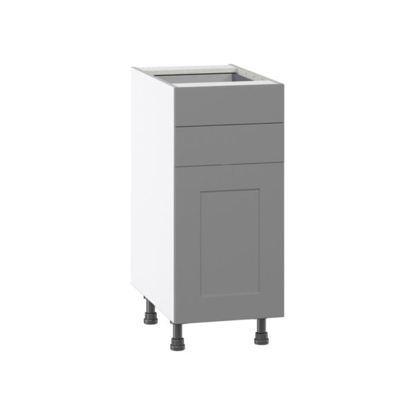 Willow Painted Slate Gray  Shaker Assembled Base Cabinet with 1 Door and Two 5 in. Drawers (15 in. W x 34.5 in. H x 24 in. D)