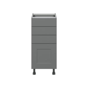 Willow Painted Slate Gray  Shaker Assembled Base Cabinet with 4 Drawers (15 in. W x 34.5 in. H x 24 in. D)