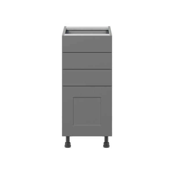 Willow Painted Slate Gray  Shaker Assembled Base Cabinet with 4 Drawers (15 in. W x 34.5 in. H x 24 in. D)