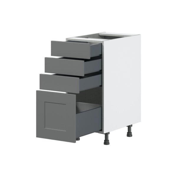 Willow Painted Slate Gray  Shaker Assembled Base Cabinet with 4 Drawers (15 in. W x 34.5 in. H x 24 in. D)