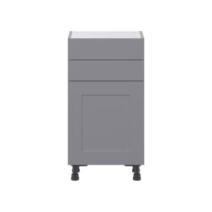 Willow Painted Slate Gray  Shaker Assembled Shallow Base Cabinet with 1 Door and Two 10 in. Drawers (18 in. W x 34.5 in. H x 14 in. D)