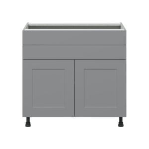 Willow Painted Slate Gray  Shaker Assembled Cooktop Base Cabinet with 2 Doors and Two 5 in. Drawers (36 in. W x 34.5 in. H x 24 in. D)