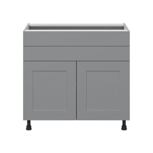 Willow Painted Slate Gray  Shaker Assembled Cooktop Base Cabinet with 2 Doors and Two 5 in. Drawers (36 in. W x 34.5 in. H x 24 in. D)