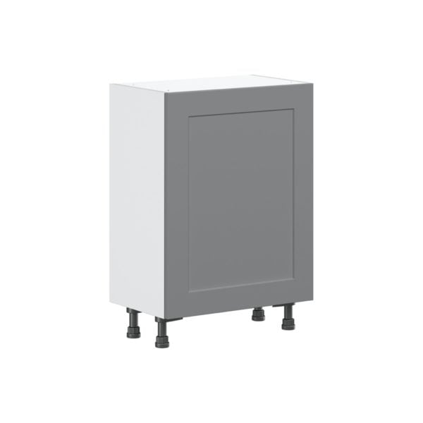 Willow Painted Slate Gray  Shaker Assembled Shallow Base Cabinet with a Full High Door and 3 Inner Drawers (24 in. W x 34.5 in. H x 14 in. D)