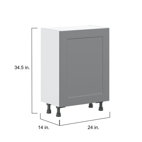 Willow Painted Slate Gray  Shaker Assembled Shallow Base Cabinet with a Full High Door and 3 Inner Drawers (24 in. W x 34.5 in. H x 14 in. D)