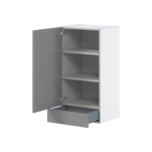 Willow Painted Slate Gray  Shaker Assembled Wall  Cabinet with a Door and a 5 in. Drawer (18 in. W x 35 in. H x 14 in. D)