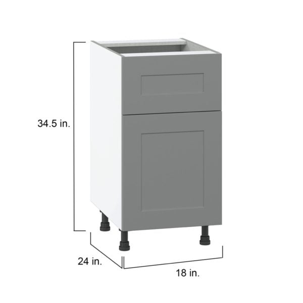 Willow Painted Slate Gray  Shaker Assembled Base Cabinet with 1 Door and 10 in. Drawer (18 in. W x 34.5 in. H x 24 in. D)