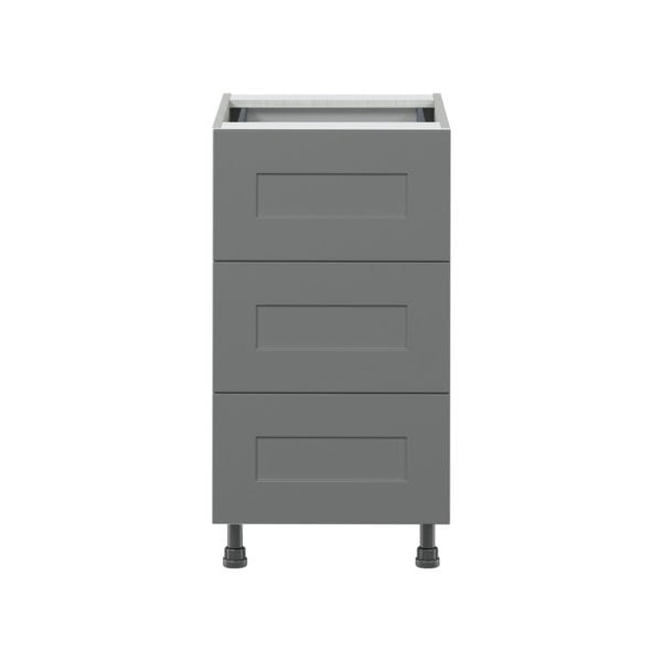 Willow Painted Slate Gray  Shaker Assembled Base Cabinet with Three 10 in. Drawers and 1 Inner Drawer (18 in. W x 34.5 in. H x 24 in. D)