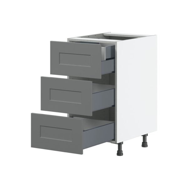 Willow Painted Slate Gray  Shaker Assembled Base Cabinet with Three 10 in. Drawers and 1 Inner Drawer (18 in. W x 34.5 in. H x 24 in. D)