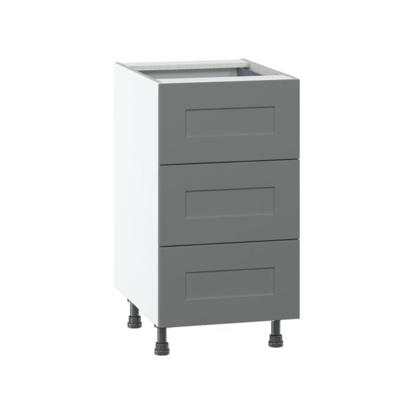 Willow Painted Slate Gray  Shaker Assembled Base Cabinet with Three 10 in. Drawers and 1 Inner Drawer (18 in. W x 34.5 in. H x 24 in. D)