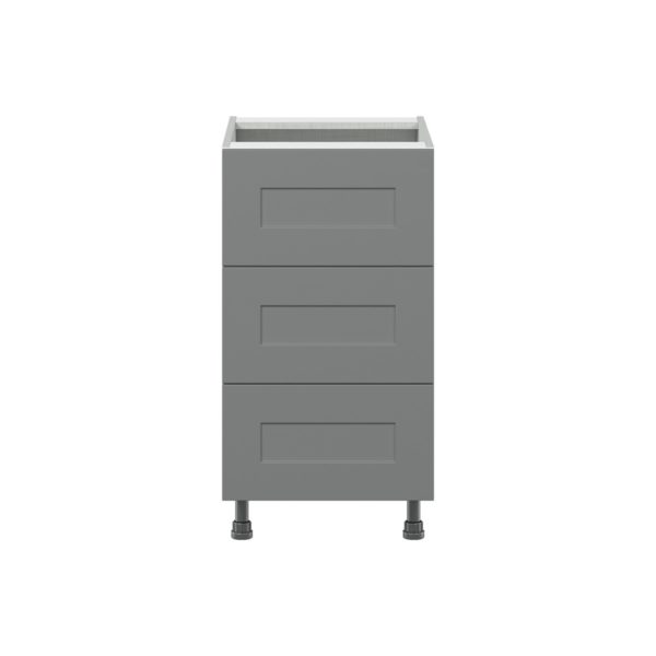 Willow Painted Slate Gray  Shaker Assembled Base Cabinet with Three 10 in. Drawers (18 in. W x 34.5 in. H x 24 in. D)