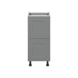 Willow Painted Slate Gray  Shaker Assembled Base Cabinet with 2 Drawers and 1 Inner Drawer (15 in. W x 34.5 in. H x 24 in. D)