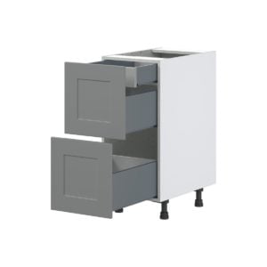 Willow Painted Slate Gray  Shaker Assembled Base Cabinet with 2 Drawers and 1 Inner Drawer (15 in. W x 34.5 in. H x 24 in. D)