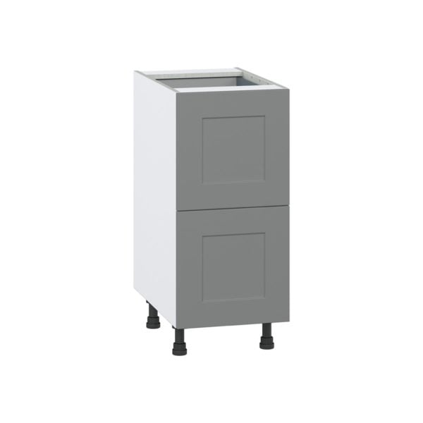 Willow Painted Slate Gray  Shaker Assembled Base Cabinet with 2 Drawers and 1 Inner Drawer (15 in. W x 34.5 in. H x 24 in. D)