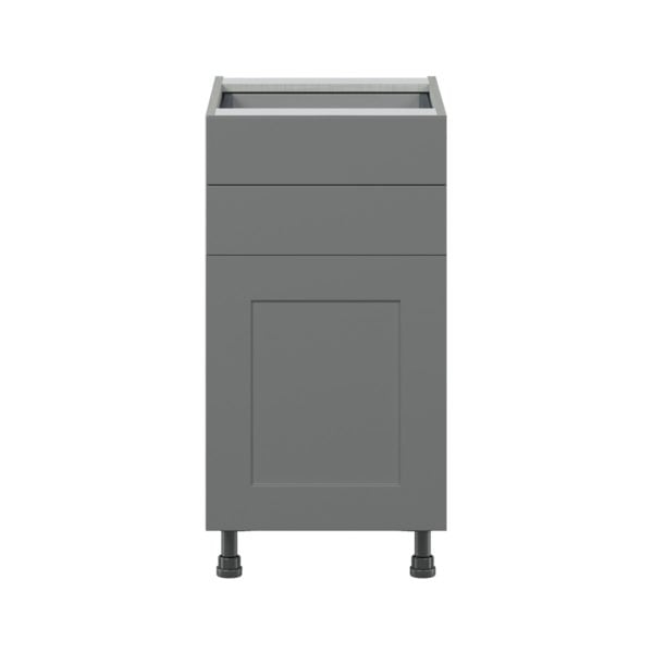 Willow Painted Slate Gray  Shaker Assembled Base Cabinet with 1 Door and Two 5 in. Drawers (18 in. W x 34.5 in. H x 24 in. D)