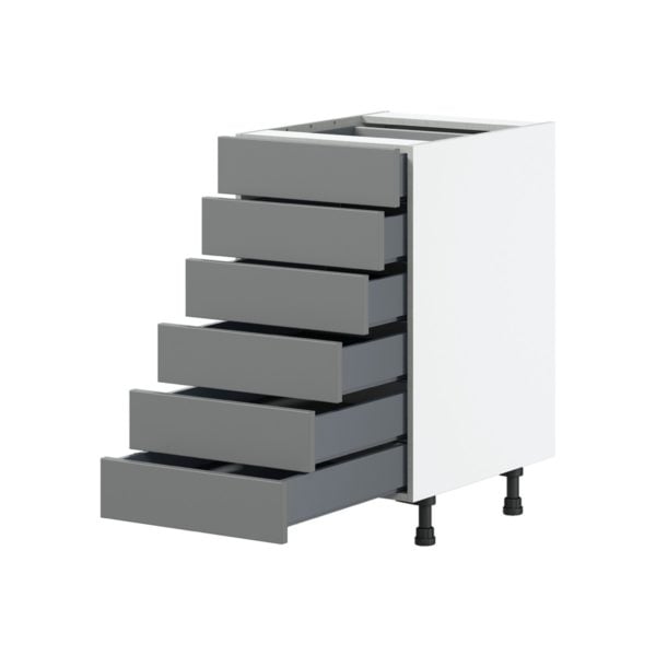 Willow Painted Slate Gray  Shaker Assembled Base Cabinet with 6 Drawers (18 in. W x 34.5 in. H x 24 in. D)