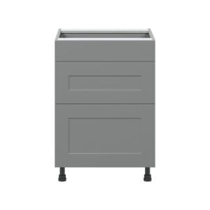 Willow Painted Slate Gray  Shaker Assembled Base Cabinet with 3 Drawers (24 in. W x 34.5 in. H x 24 in. D)