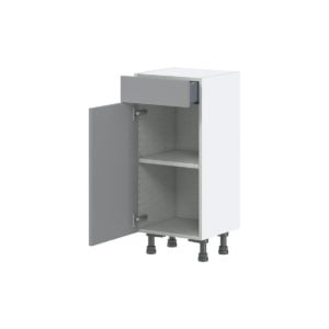 Willow Painted Slate Gray  Shaker Assembled Shallow Base Cabinet with 1 Door and 1 Drawer (15 in. W x 34.5 in. H x 14 in. D)