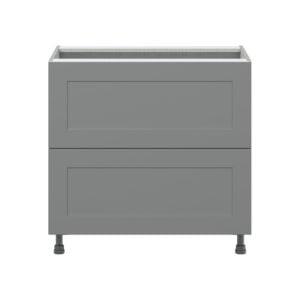 Willow Painted Slate Gray  Shaker Assembled Base Cabinet with 2 Drawers (36 in. W x 34.5 in. H x 24 in. D)