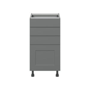 Willow Painted Slate Gray  Shaker Assembled Base Cabinet with 4 Drawers (18 in. W x 34.5 in. H x 24 in. D)