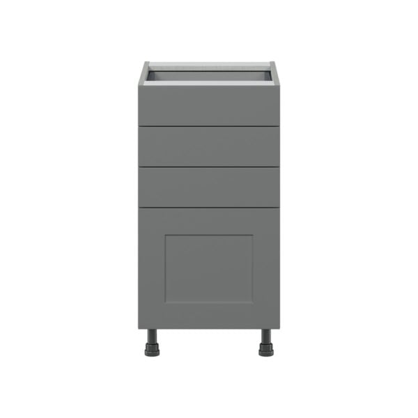 Willow Painted Slate Gray  Shaker Assembled Base Cabinet with 4 Drawers (18 in. W x 34.5 in. H x 24 in. D)