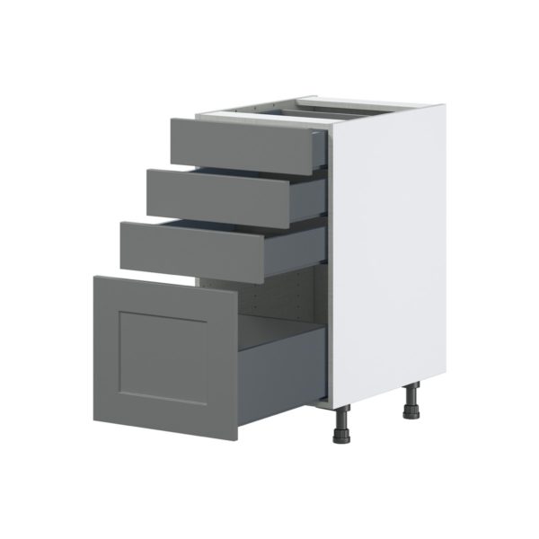 Willow Painted Slate Gray  Shaker Assembled Base Cabinet with 4 Drawers (18 in. W x 34.5 in. H x 24 in. D)