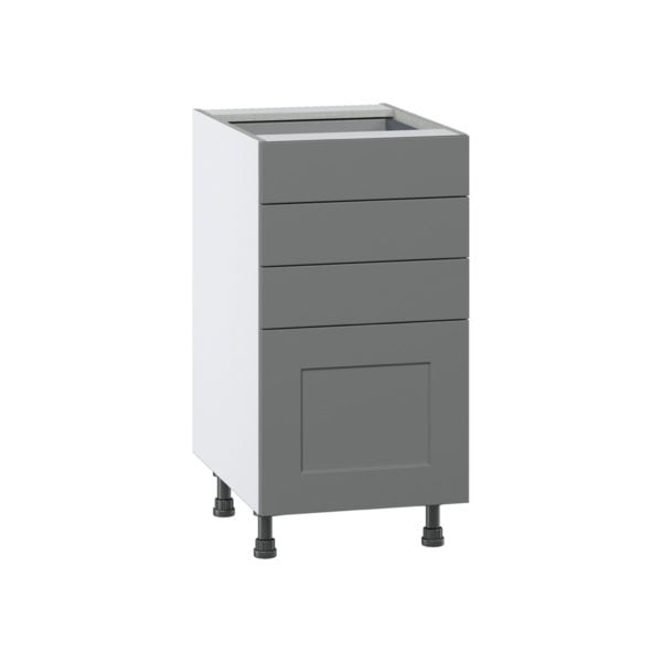 Willow Painted Slate Gray  Shaker Assembled Base Cabinet with 4 Drawers (18 in. W x 34.5 in. H x 24 in. D)