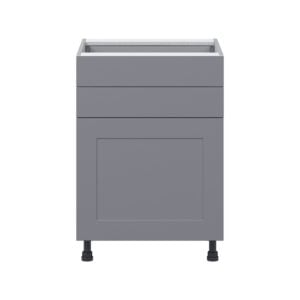 Willow Painted Slate Gray  Shaker Assembled Base Cabinet with 1 Door and Two 5 in. Drawers (24 in. W x 34.5 in. H x 24 in. D)