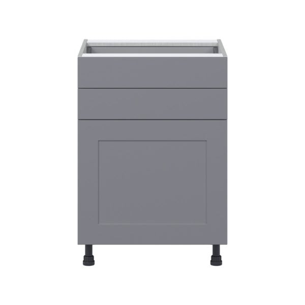 Willow Painted Slate Gray  Shaker Assembled Base Cabinet with 1 Door and Two 5 in. Drawers (24 in. W x 34.5 in. H x 24 in. D)