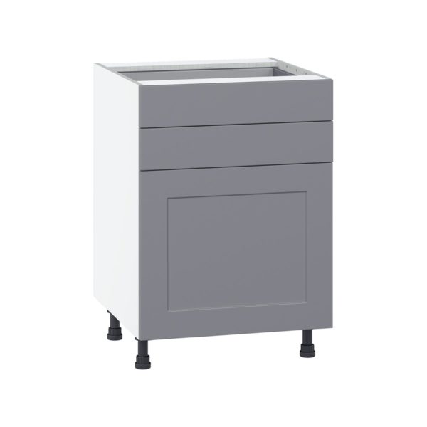 Willow Painted Slate Gray  Shaker Assembled Base Cabinet with 1 Door and Two 5 in. Drawers (24 in. W x 34.5 in. H x 24 in. D)