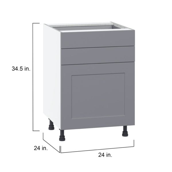 Willow Painted Slate Gray  Shaker Assembled Base Cabinet with 1 Door and Two 5 in. Drawers (24 in. W x 34.5 in. H x 24 in. D)