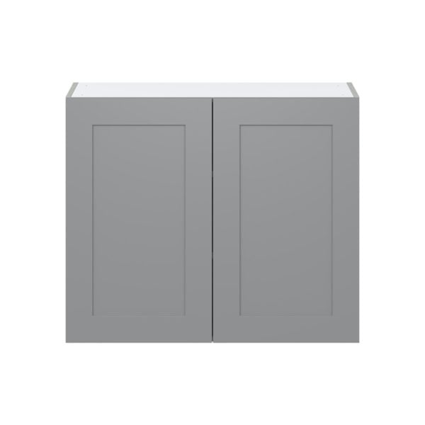 Willow Painted Slate Gray  Shaker Assembled Wall  Cabinet with 2 Full High Doors (36 in. W x 30 in. H x 14 in. D)