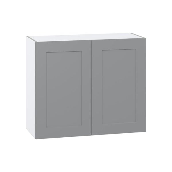 Willow Painted Slate Gray  Shaker Assembled Wall  Cabinet with 2 Full High Doors (36 in. W x 30 in. H x 14 in. D)