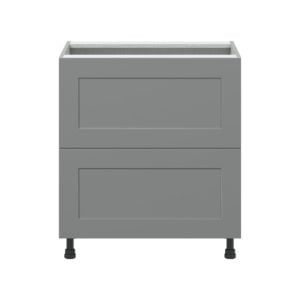 Willow Painted Slate Gray  Shaker Assembled Base Cabinet with 2 Drawers (30 in. W x 34.5 in. H x 24 in. D)