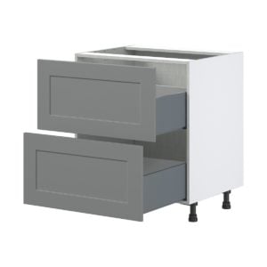 Willow Painted Slate Gray  Shaker Assembled Base Cabinet with 2 Drawers (30 in. W x 34.5 in. H x 24 in. D)