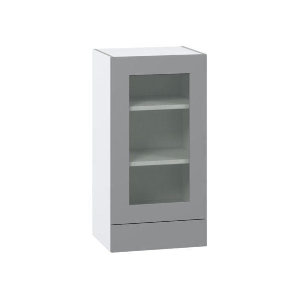 Willow Painted Slate Gray Assembled Wall  Cabinet with a Glass Door and a 5 in. Drawer (18 in. W x 35 in. H x 14 in. D)