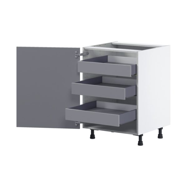 Willow Painted Slate Gray  Shaker Assembled Base Cabinet with a Full High Door and 3 Inner Drawers (24 in. W x 34.5 in. H x 24 in. D)