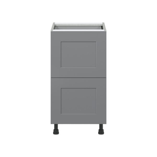 Willow Painted Slate Gray  Shaker Assembled Base Cabinet with 2 Drawers and 1 Inner Drawer (18 in. W x 34.5 in. H x 24 in. D)