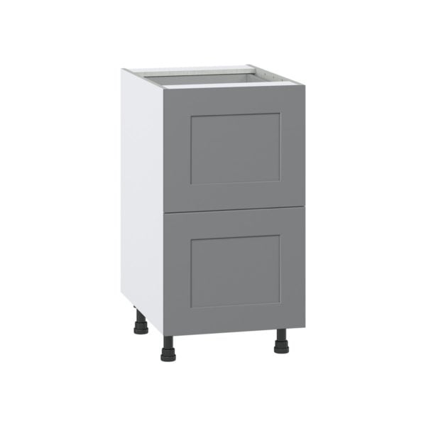 Willow Painted Slate Gray  Shaker Assembled Base Cabinet with 2 Drawers and 1 Inner Drawer (18 in. W x 34.5 in. H x 24 in. D)