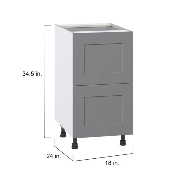 Willow Painted Slate Gray  Shaker Assembled Base Cabinet with 2 Drawers and 1 Inner Drawer (18 in. W x 34.5 in. H x 24 in. D)