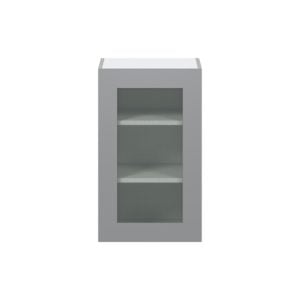 Willow Painted Slate Gray Assembled Wall  Cabinet with a Full High Glass Door (18 in. W x 30 in. H x 14 in. D)